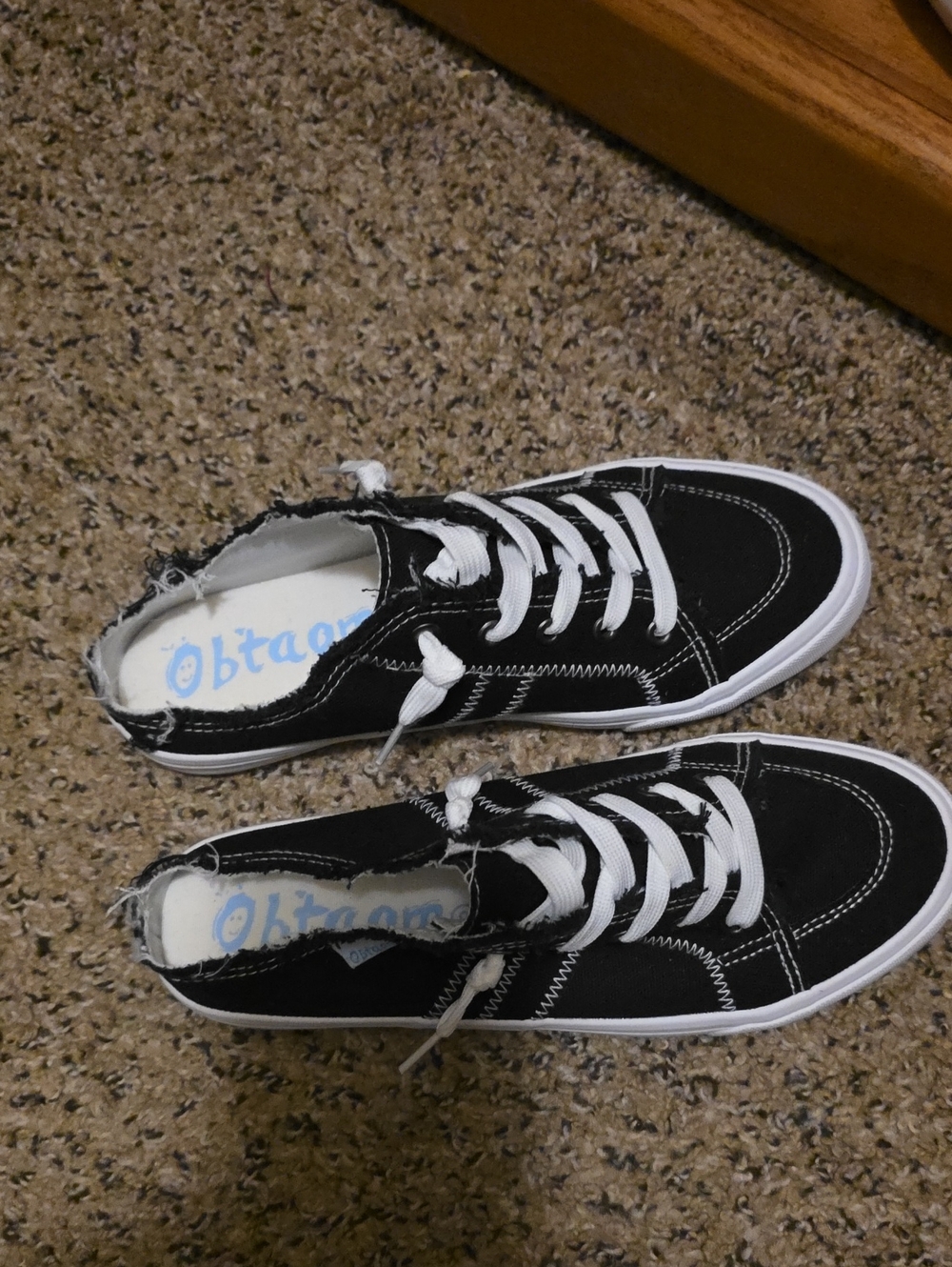 Kids Black Canvas Lace-Up Sneakers